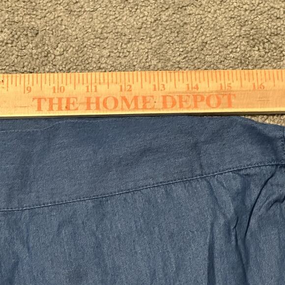 J Peterman Medium Skirt Midi 100% Cotton Denim Wrap Belted Chambray Blue - Picture 9 of 10